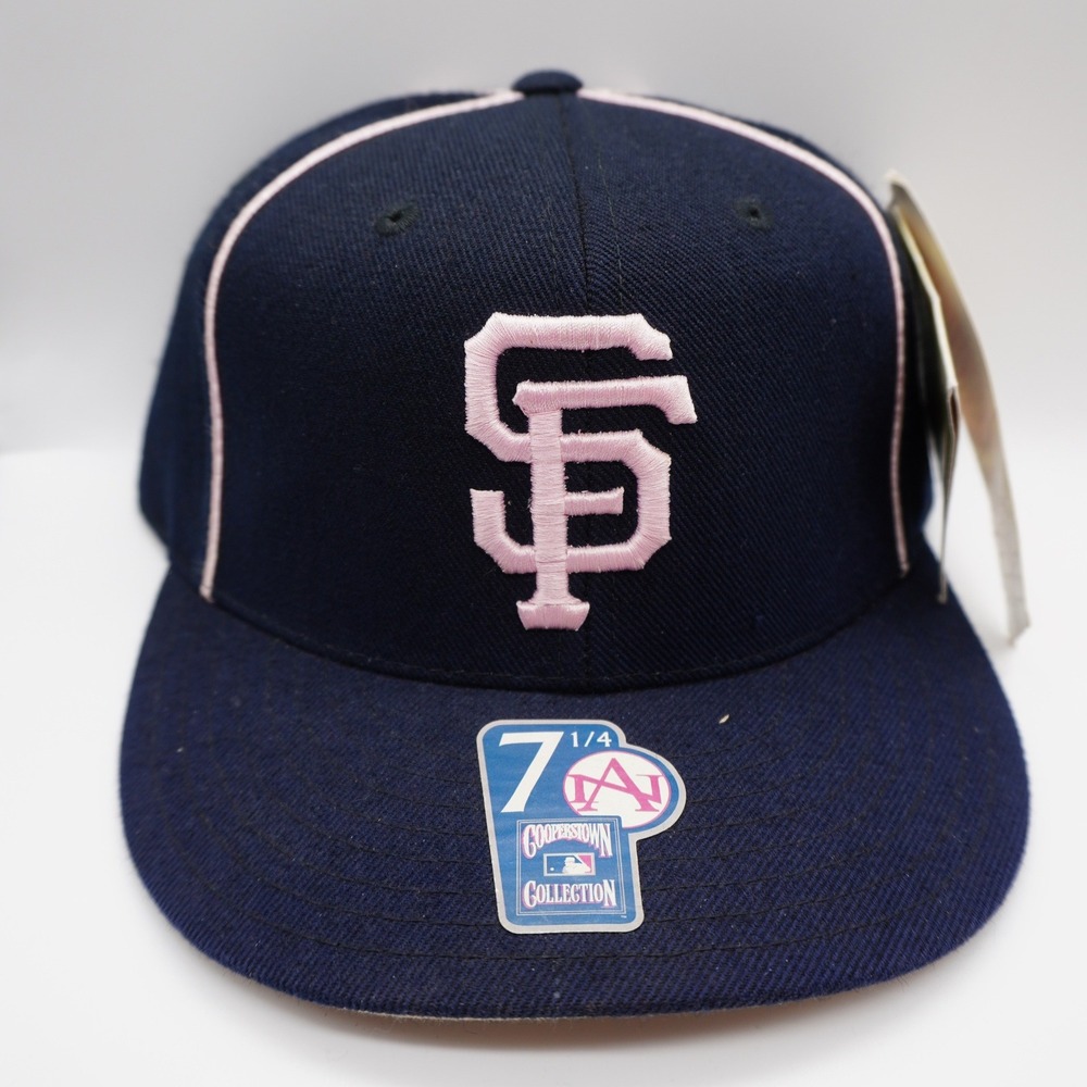 American Needle SF Giants Hat Mens 7 1/4 Navy Pink Cooperstown Fitted Cap